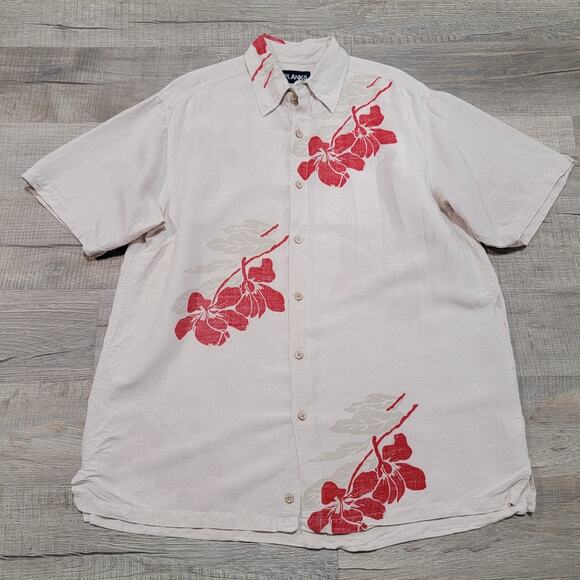 Planks Mens Linen Blend Hawaiian Shirt Size XL Short Sleeve Button Up Floral - Picture 1 of 8